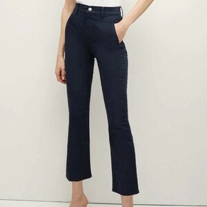 Veronica Beard Navy Carly Kick Flare High Rise Cotton Size 28